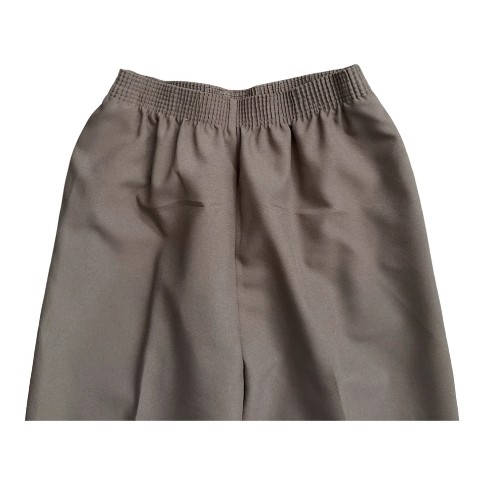 Pantalones de tiro alto vintage ALIA para mujer talla 10 marrón topo cintura elástica Foto 3 de 4