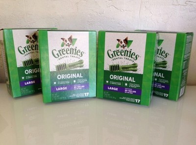 Greenies Original Natural Dental Care Large Dog Treats, 4 Pack - Exp July 31