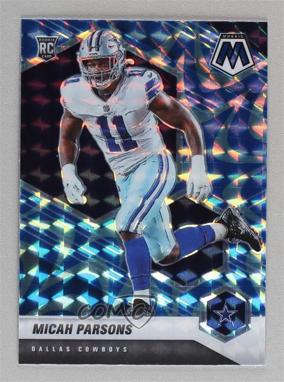 2021 Panini Mosaic Rookies Reactive Blue Prizm Micah Parsons #362 Rookie RC