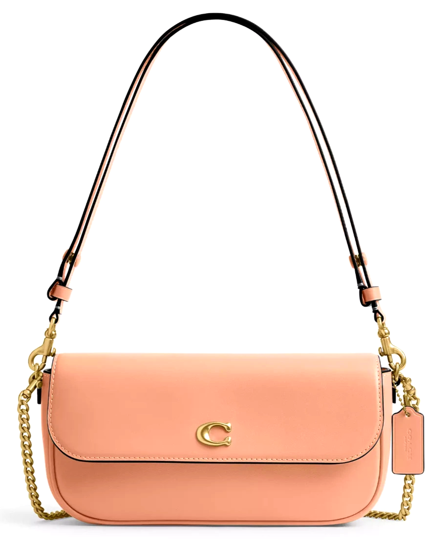 Coach Brook Flap Chain Shoulder X-Body Bag CAN90 In PEACH Calf