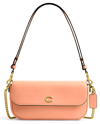 Coach CAN90 Brook Flap Chain Bag Leather Crossbody in Peach ** for
