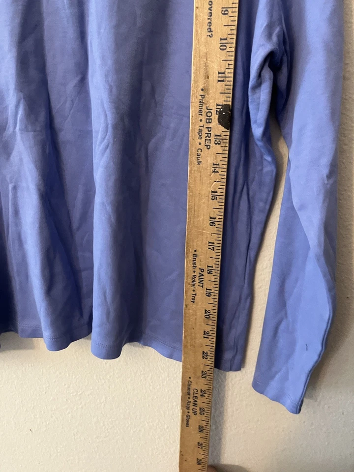 Camiseta Top LL Bean L Azul Algodón Pima Manga Larga Cuello Redondo 207240 Foto 4 de 4