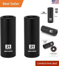 2 Pieces 12 Inch Drive Deep Impact Socket Cr-mo 21mm 6 Point Radius Corn...