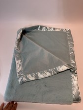 Cloud Island Sage Green Baby Blanket Thick Fuzzy Heavy Satin Trim Plush 39x30