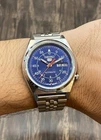Vintage Seiko 5 Automatic Day Date Mens Watch Blue Dial