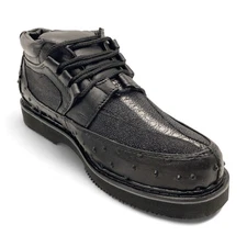 The Western Shops Mens Embossed Ostrich Stingray Print Leather Lace Up Shoe