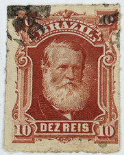 BRAZIL 1877-78 USED 10 REIS Rouletted