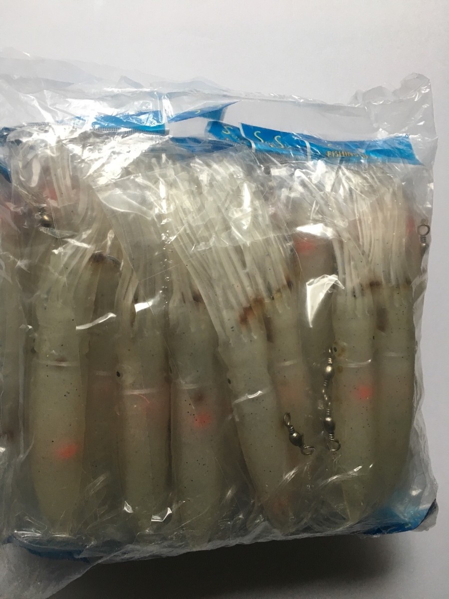 40 Esche Artificiali Seasky – Totani Rigged Con Ganci 7/0 Per Big Game, Rosso/Trasparente