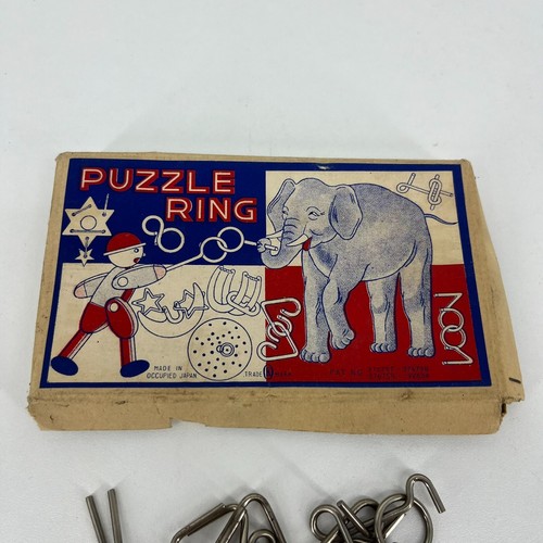 Vintage Puzzle Ring Boxed Set Japanese Ring Puzzles 1940s 1950s Made in Japan - Picture 3 of 6