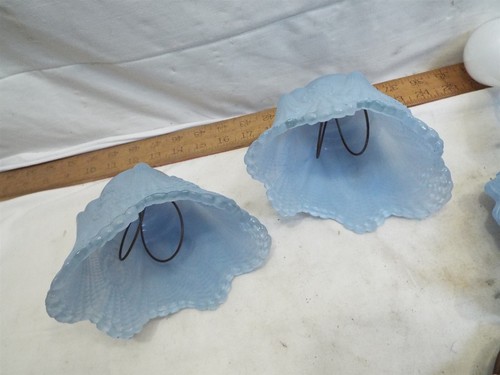 2 Blue Glass Figural Boudoir Lamp Victorian Dancing Lady Southern Bell Shade - Picture 8 of 8