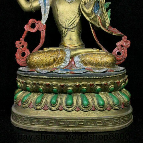 Achat Tableau ancien bronze 15,2" Tibet Fane Wenshu Manjushri Bouddha tenant épées statue