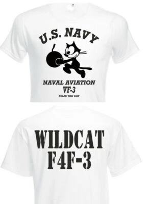US Army T-Shirt USN Naval Felix the Cat Wildcat Tomcatters VF-3 S-XXL WK2 WWII - Bild 1 von 2