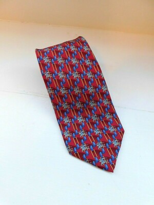Burberry London Men's Silk Red Blue Chain Equestrian Knight