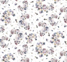 Meadow At Dusk White Swirling Flowers 100% Cotton Fabric 5534 by the half yard