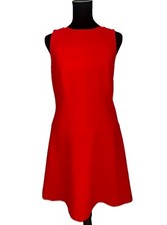 Ann Taylor LOFT Tomato Orange Dress Drop Waist Sleeveless Mod Shift Women Size 2