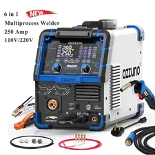 AZZUNO 6 in 1 Aluminum MIG Welder 250A 110V/220V LED Display MultiProcess Welder