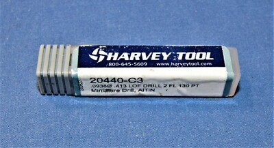 Brand new Harvey Tool Carbide drill 0.0938 dia. X 0.413 FL 130deg