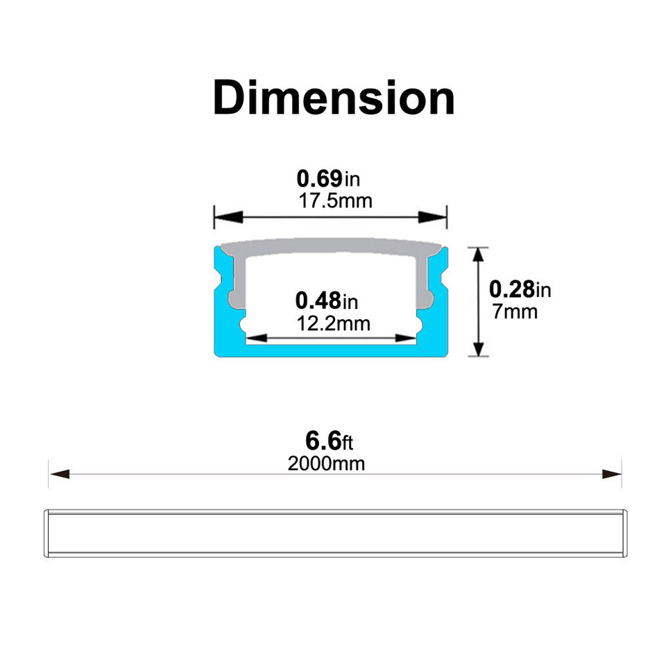Strip Channel LED Light Aluminum U Shape End Caps Mounting Clips 6.6 Ft ...