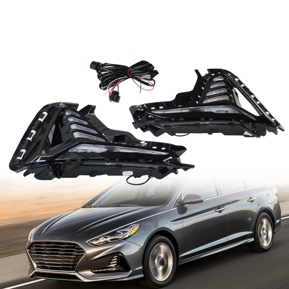 LED Daytime Running Light DRL Fog Lights For 2018-2019 Hyundai Sonata LH&RH - Image 2 of 4