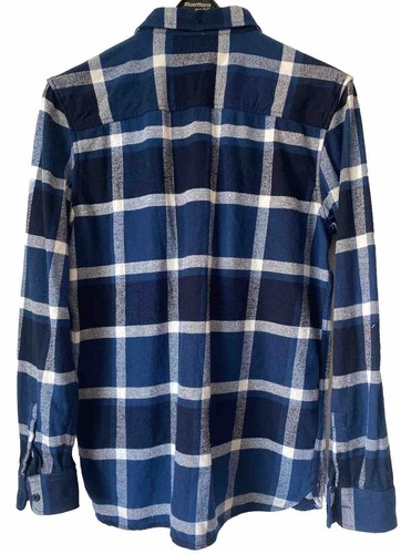 DC Shoe Co heavy flannel shirt Navy & White Pockets Loose Fit Skateboard Medium - Picture 8 of 12