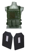 Tactical Scorpion Body Armor Wildcat Carrier + Level IIIA Hard Plates  Green
