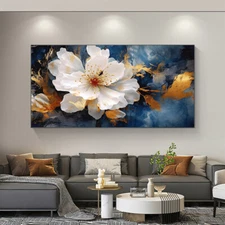 Abstract White Floral Poster Canvas Painting Canvas Wall Art Prints Canvas Mural