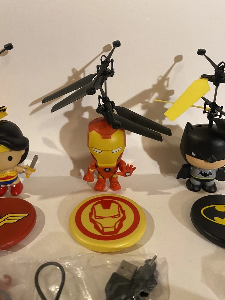 World Tech Toy lot Helicopter batman ironman WW 2CH IR RC Flying Action Figures - Image 3 of 4
