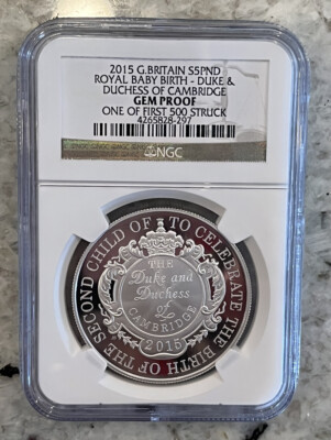 2015 Royal Baby Birth Duke & Duchess of Cambridge NGC GEM PROOF One Of