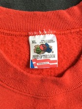 Vtg 80s Early 90s Fruit Of The Loom Plain Red Raglan Sweatshirt XL Blank