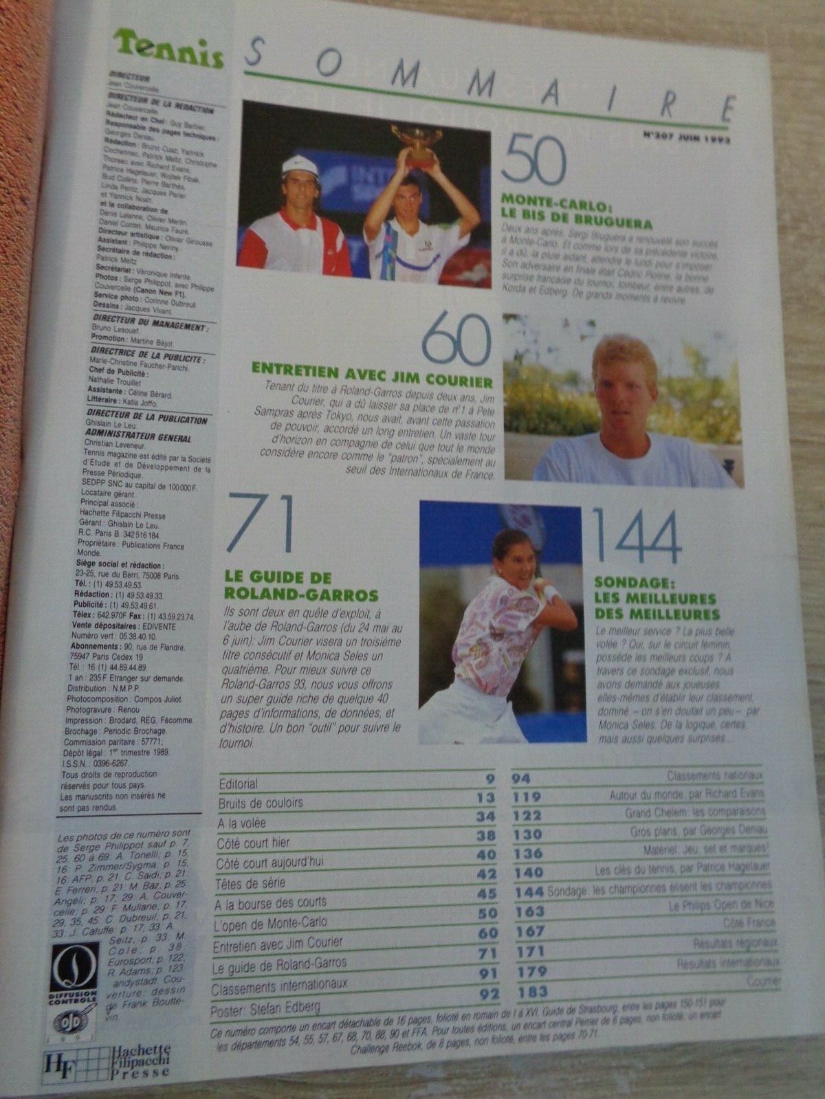 Programme Officiel Roland Garros 1993 – Tennis – Édition Originale – 186 Pages