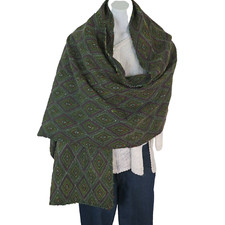 Raw Silk Shawl Handmade Kantha Style Double Stitched Design Pattern Reversible