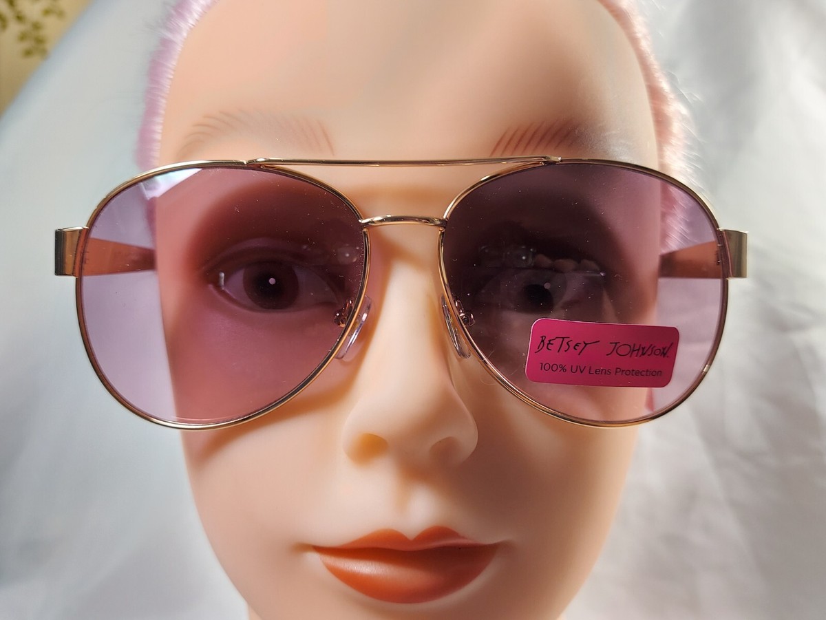 NWT Betsey Johnson Aviator Sunglasses Glitter Temples Purple  display picture 3
