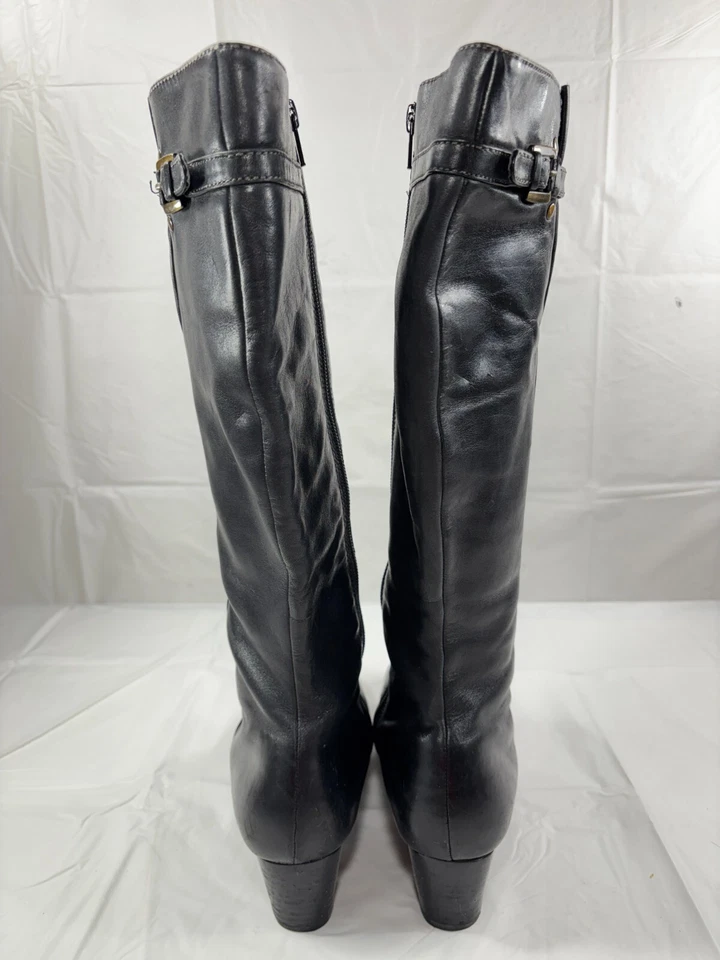 Ecco Bremen Black Leather Tall Heeled Boots Adjustable Calf Size 7-7.5 US 38EU - Image 3 of 4