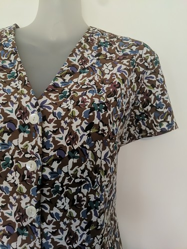 Vintage Country Road Australia Floral Blouse Top Large Button Up Brown - Picture 6 of 17
