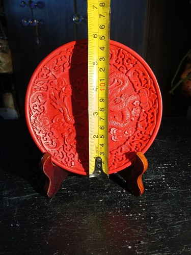 Stunning Furious Dragon Clouds Crafted Lacquer 6in Plate - Picture 3 of 4