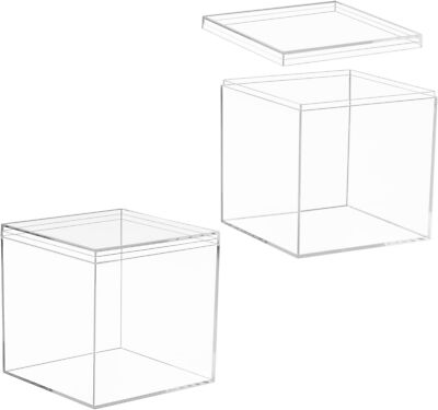 Large Acrylic Box Clear Acrylic Display Box with Lid 5.9 x5.9x5.9 Inch Transp...