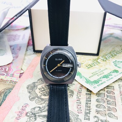   Seltene Slava Classic UdSSR Soviet Armbanduhr Armbanduhr 2428 Service  