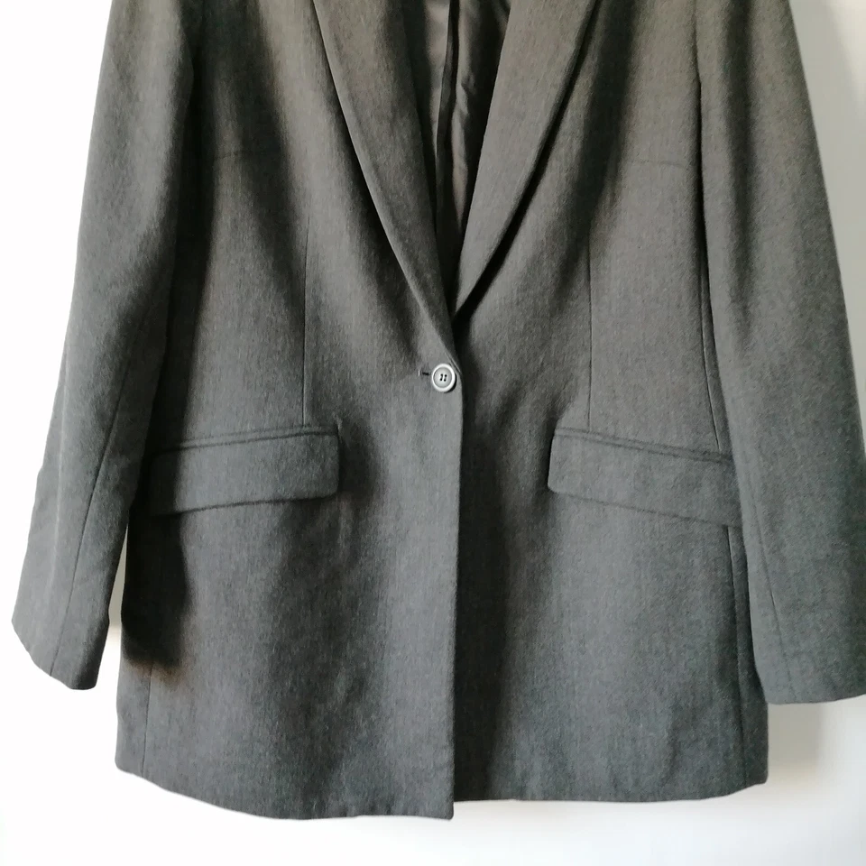 Blazer Jones New York para mujer negro carbón de un solo pecho de lana talla 12 Foto 4 de 4