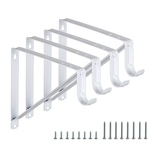 Heavy Duty Closet Rod Brackets 4 Pack Wall Mounted Closet Shelf & Rod