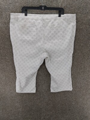 Roz & Ali Cropped Capri Pants Women 22 White Geometric Patterns
