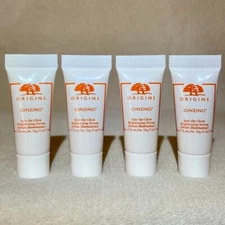4x Origins GinZing Into the Glow Brightening Serum Deluxe Sample .17oz, 5ml NWOB