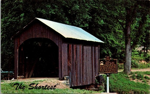 Postkarte Columbiana County Lissabon Ohio Churchill Straße überdachte Brücke kürzeste - Bild 1 von 2