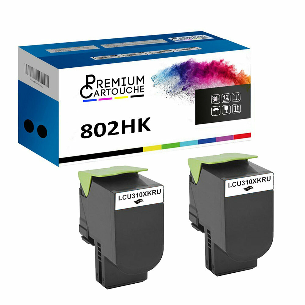 Toner 802HK noir lot de 2 compatible Lexmark pour éviter les pannes d'impression