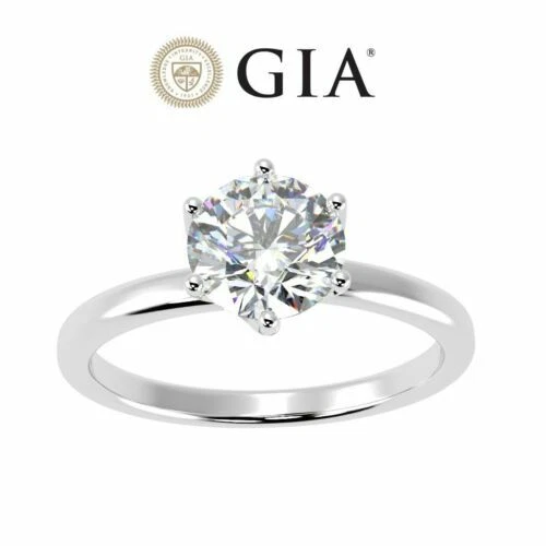 H Diamond Solitaire Round Fine Rings