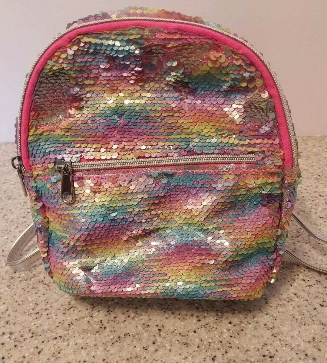 Rainbow Flip Sequin Colorful Mini Backpack With Adjustable Straps New With tag