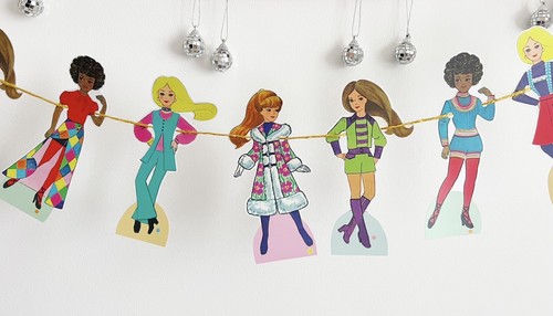 Paper Doll garland Retro 60s 70s - 2m decoration - Picture 2 of 5