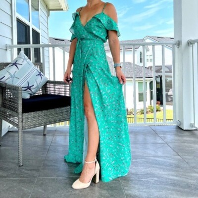 Lovers + Friends Mandy Wrap Maxi Dress Size Medium Green Floral | eBay Lovers + Friends Mandy Wrap Maxi Dress Size Medium Green Floral | eBay