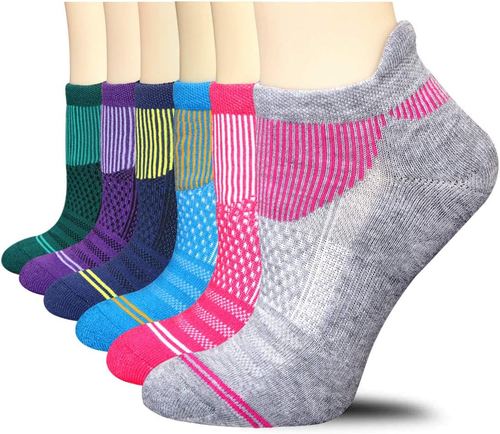 6 Pack Women Ankle Athletic Socks Low Cut Breathable Running Tab Socks with Cush