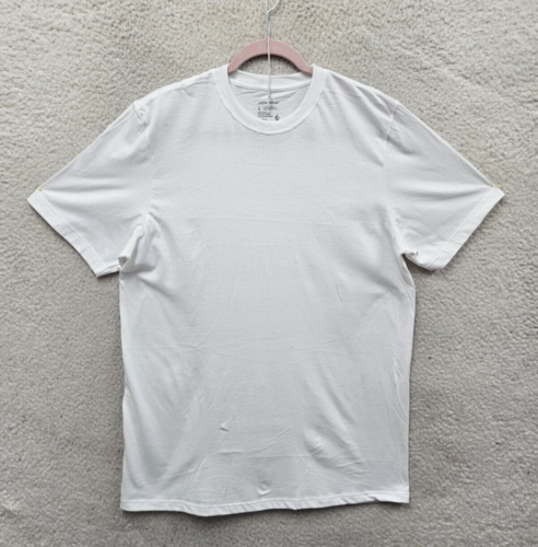 Jockey Men Shirt Large White 100% Cotton Short Sleeve Classic Fit Crew Tee Shirt