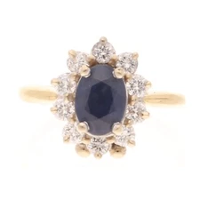 18Ct Yellow Gold Changeable Pink/Blue Sapphire & Diamond Cluster Ring (Size J)
